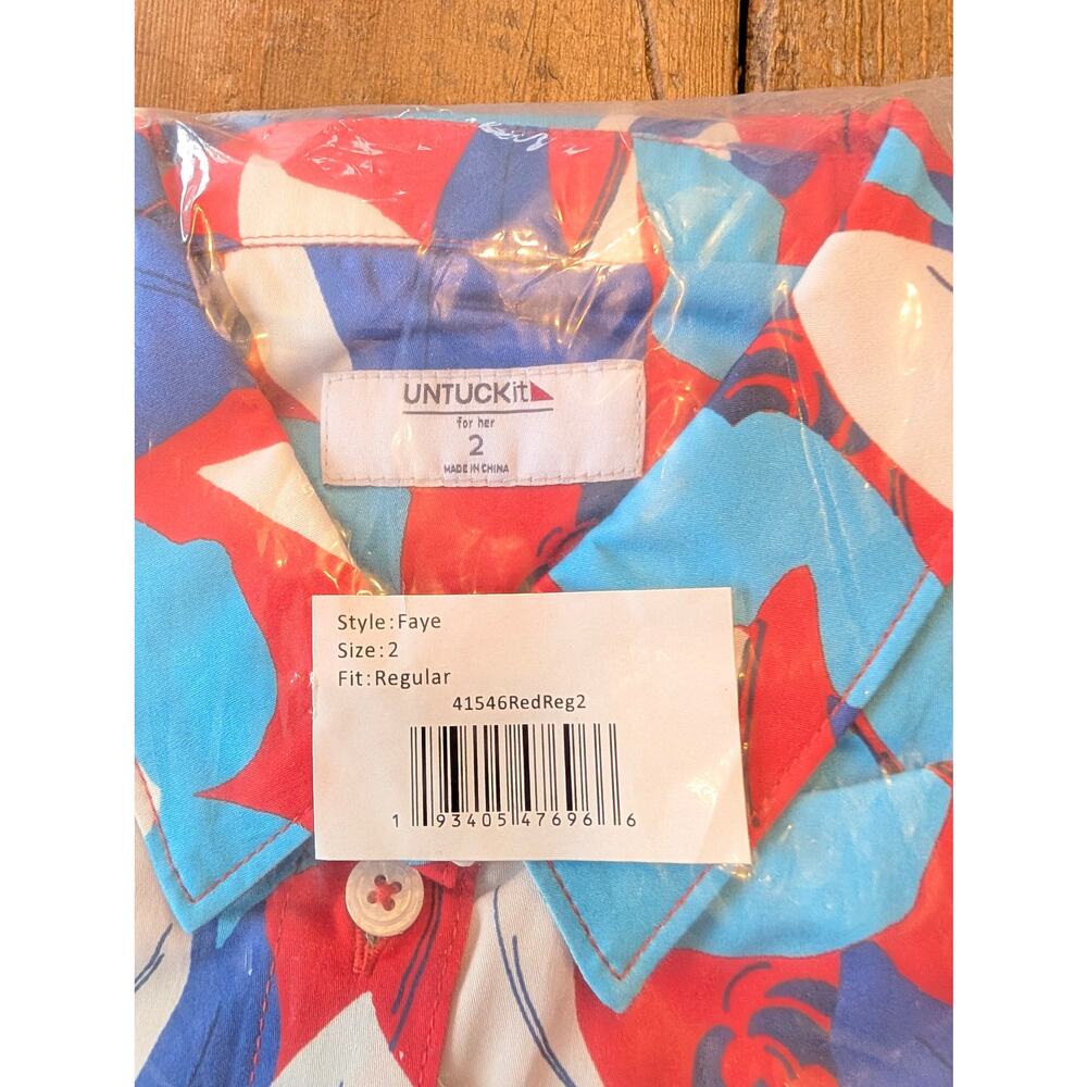 NWT UnTUCKit Faye Dress / Sz 2 / Red, Blue, White Floral - Picture 5 of 5